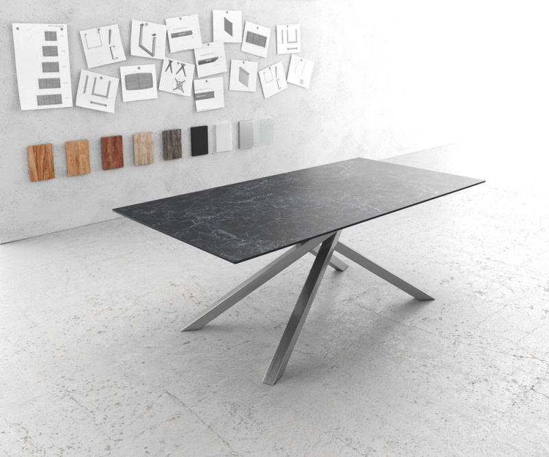 Jídelní stůl Edge 200x100cm Laminam® keramika šedá křížová podnož