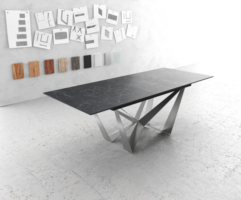 Jídelní stůl Edge 180-220x90cm keramika Laminam®Nero Greco antracitová