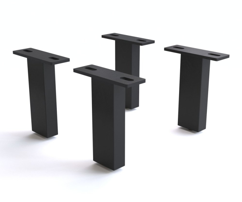 Obdélníková podnož 15 cm kovová černá (sada 4 kusů)