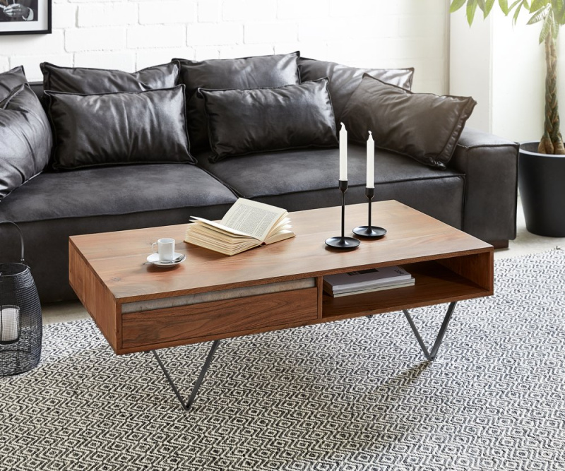 Konferenční stolek Stonegrace 115x60 cm akácie hnědá břidlice 2