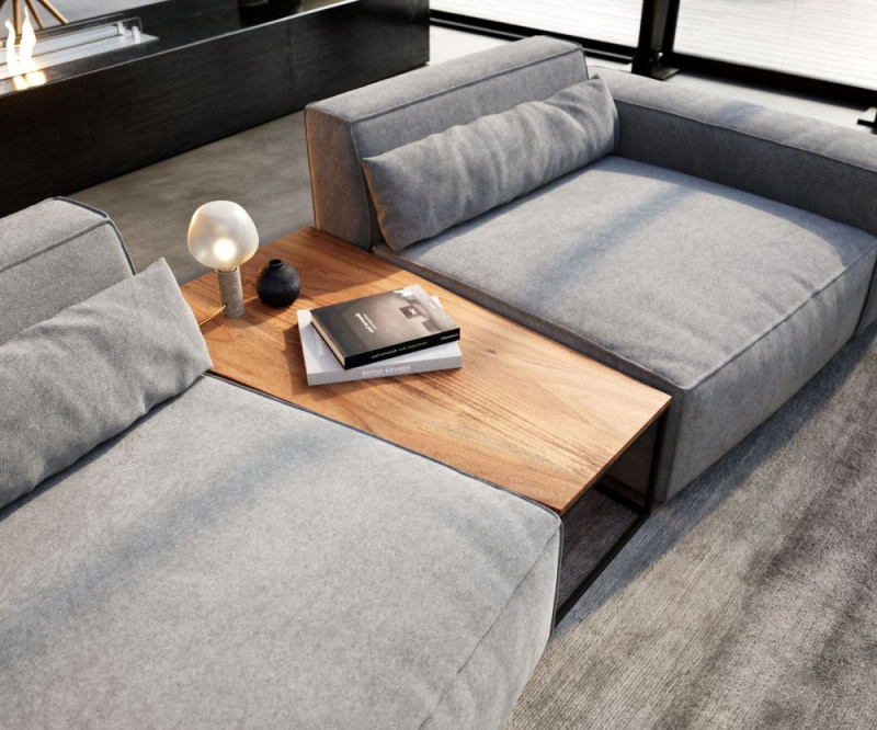 Konferenční stolek Tatius 120x40/70 přírodní akácie podnož černá