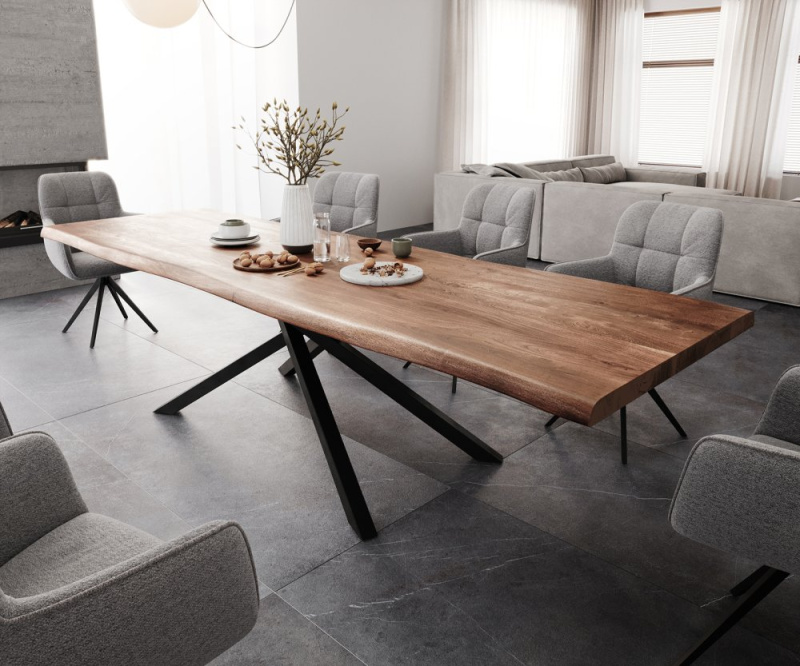 Jídelní stůl Edge 300x100 XL akácie hnědá křížová podnož obdélník