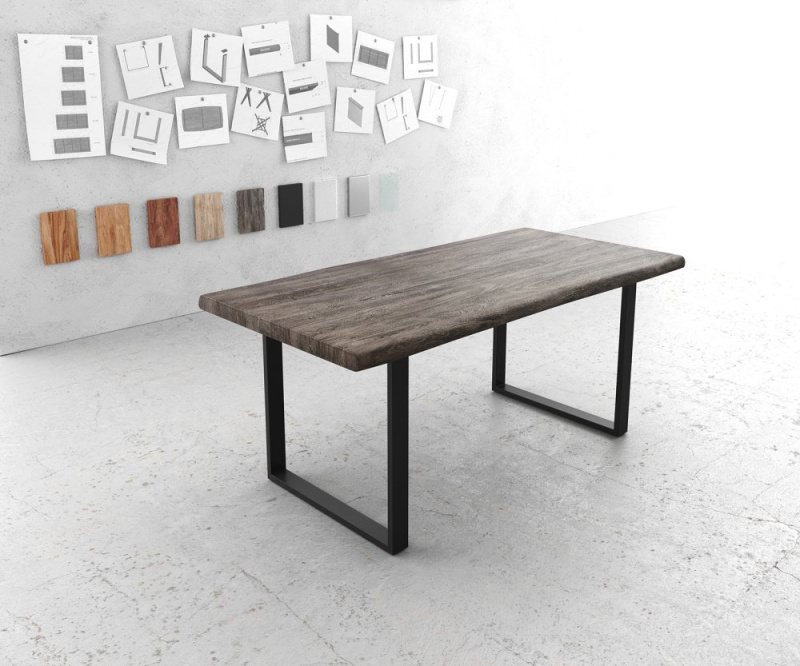 Jídelní stůl Edge 180x90 XL akácie podnož platina černá