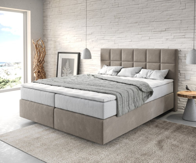 Boxspring postel Dream-Fine 160x200 cm béžová mikrovlákno