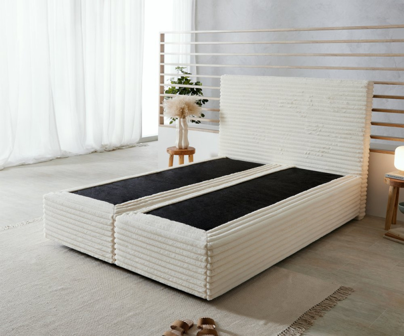 Boxspring postel Dream-Well 140x200 cm plyšový manšestr s matrací