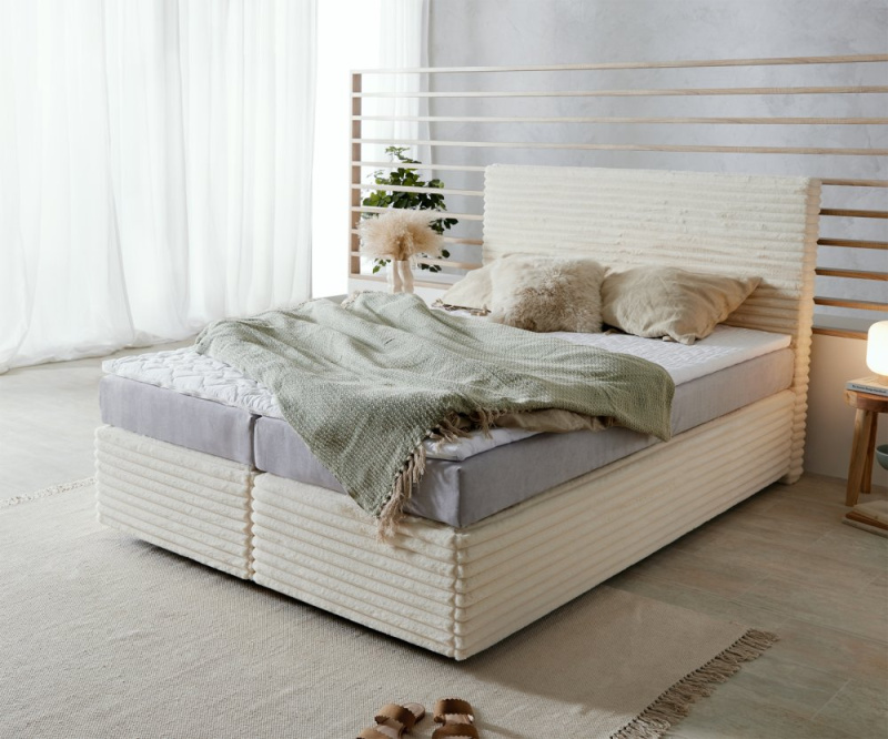 Boxspring postel Dream-Well 140x200 cm plyšový manšestr s taštičkovou