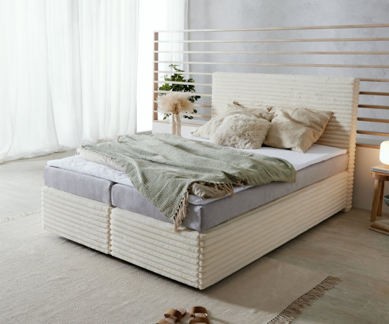 Boxspring postel Dream-Well 140x200 cm plyšový manšestr pružinová