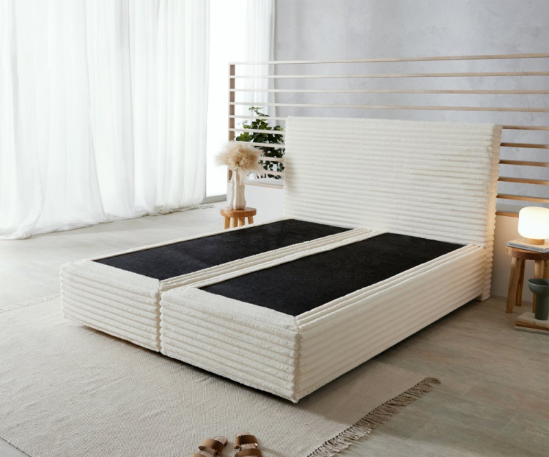 Boxspring postel Dream-Well 160x200 cm plyšový manšestr s matrací