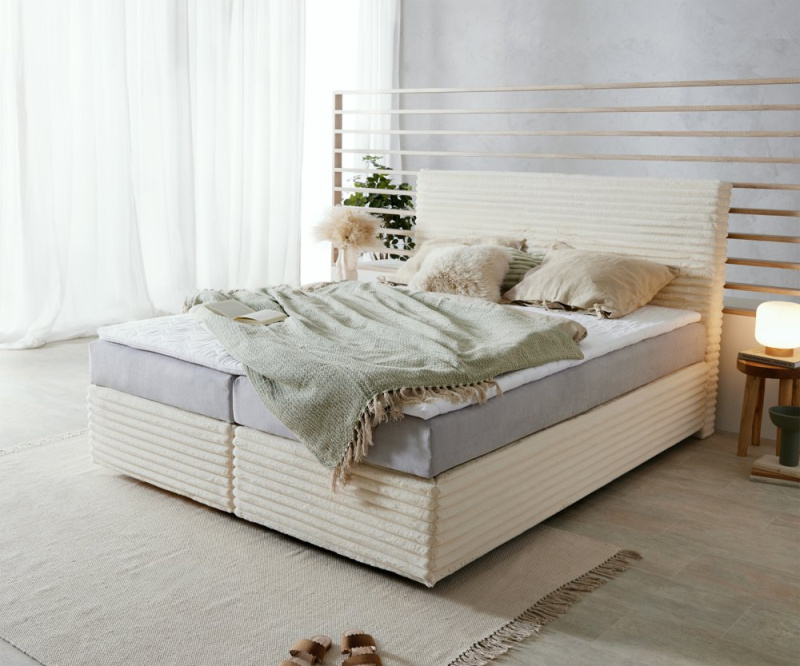 Boxspring postel Dream-Well 160x200 cm plyšový manšestr s taštičkovou