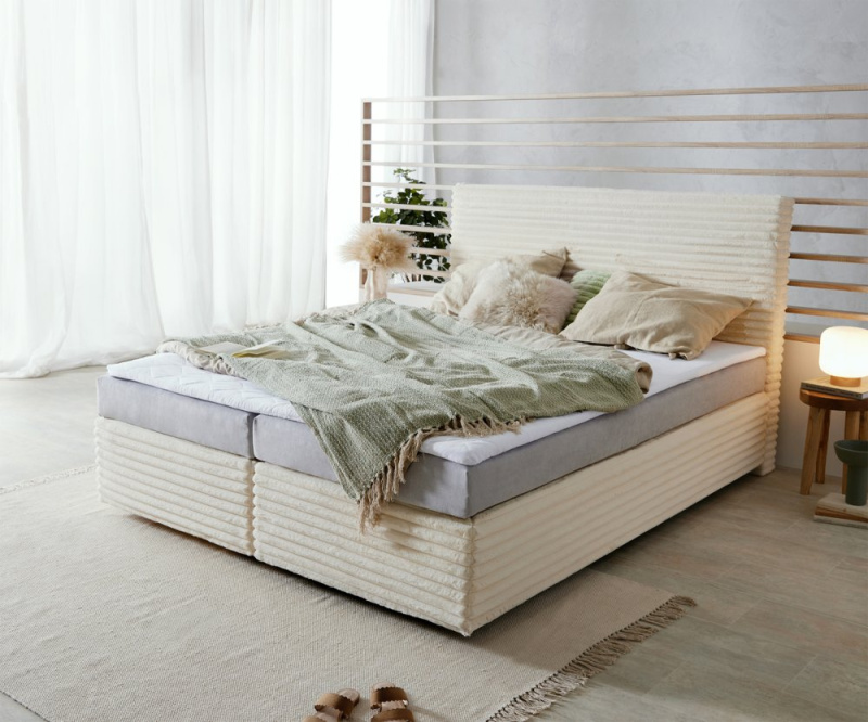 Boxspring postel Dream-Well 160x200 cm plyšový manšestr pružinová