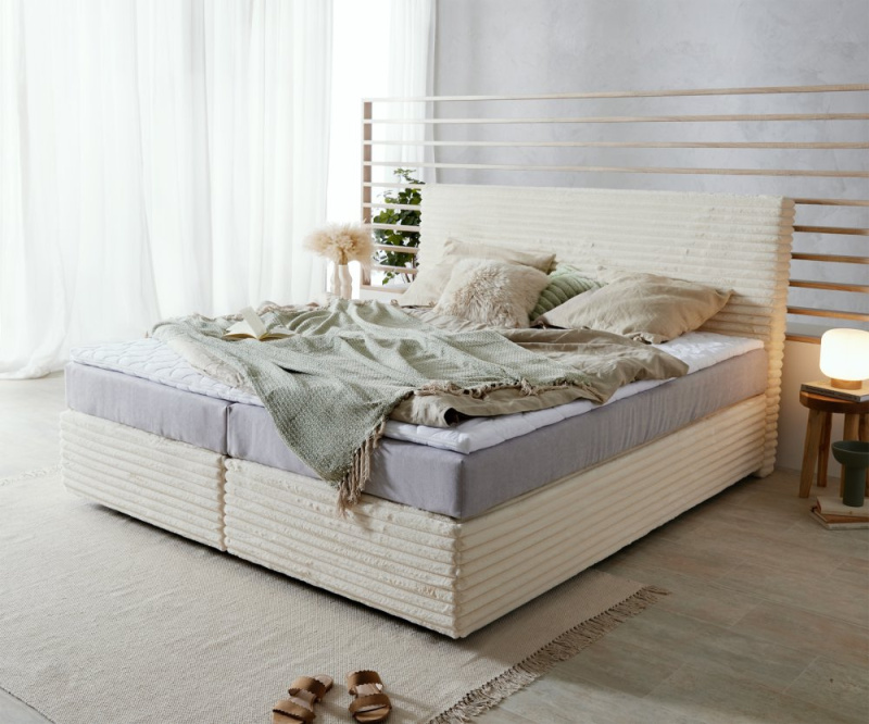 Boxspring postel Dream-Well 180x200 cm plyšový manšestr s taštičkovou