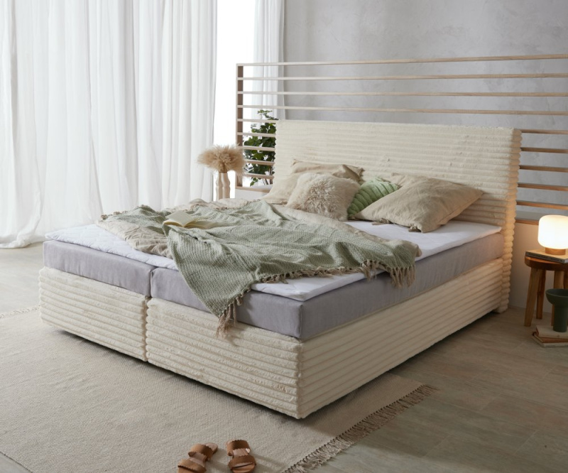 Boxspring postel Dream-Well 180x200 cm plyšový manšestr pružinová