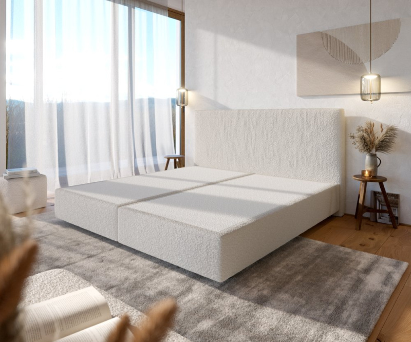 Boxspring postel Dream-Well 200x200 cm bouclé
