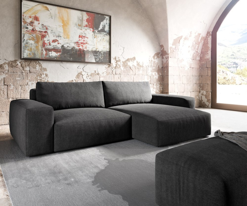 Rohová pohovka Lanzo XL 280x175 cm černá mikrovlákno variabilní