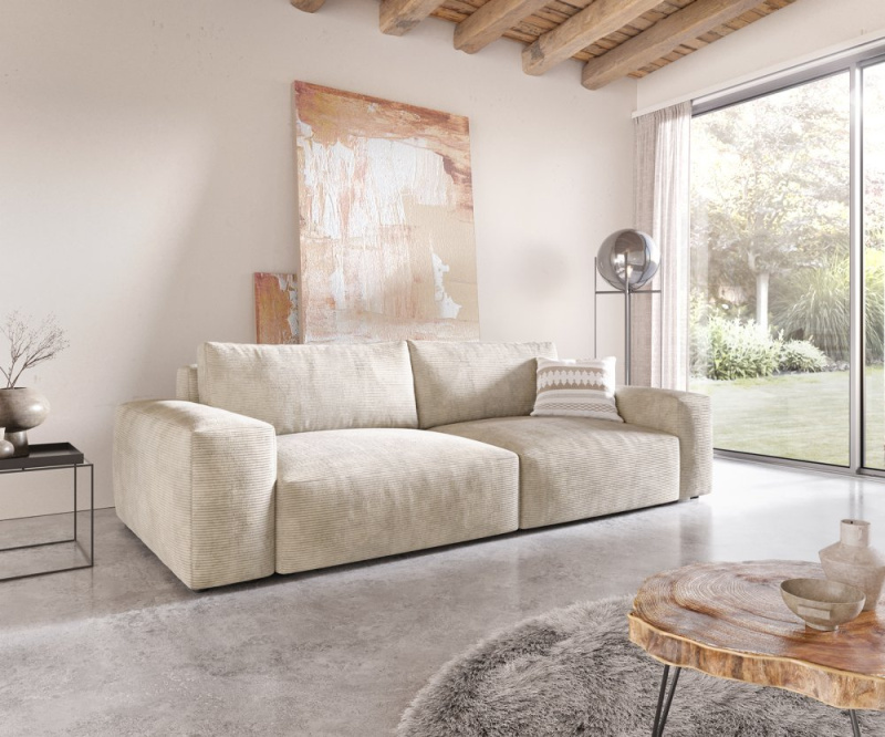 Velká pohovka Lanzo XL 270x125 cm manšestr béžová