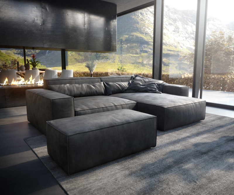 Rohová pohovka Sirpio XL 270x175 cm koženka antracitová vintage