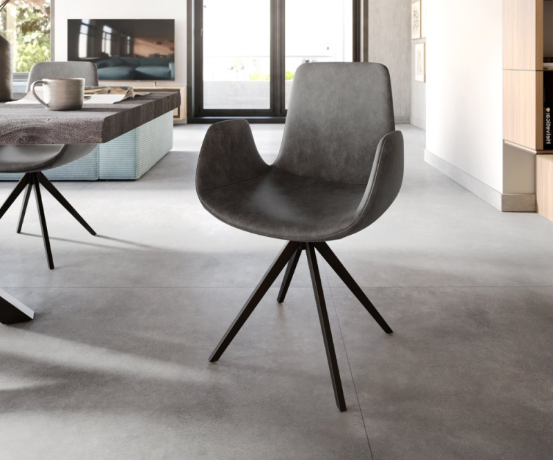 Otočná židle Ilia-Flex s područkami křížová podnož hranatá černá