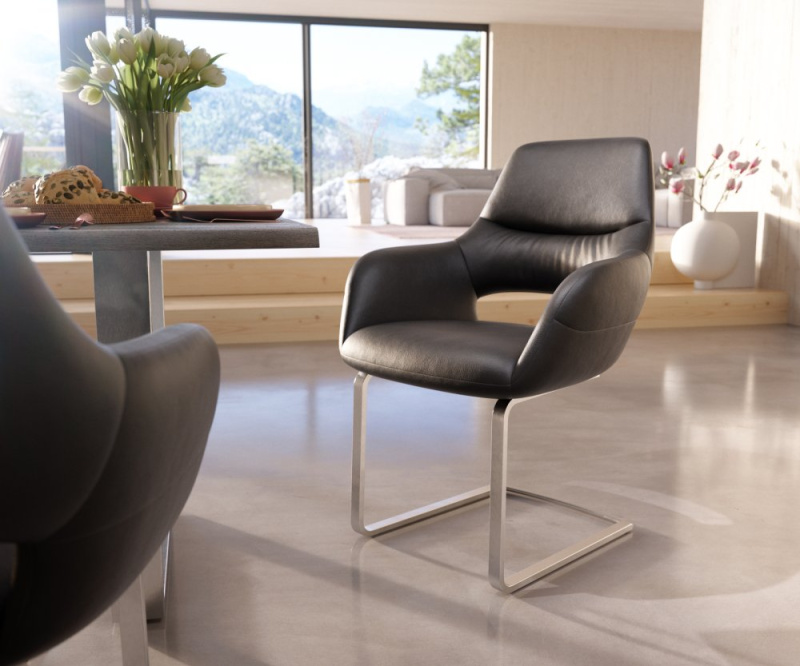 Jídelní židle Yago-Flex konzolová podnož plochá nerezová ocel pravá