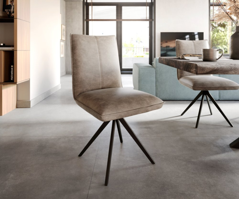 Otočná židle Lelio-Flex křížová podnož široká černá mikrovlákno taupe