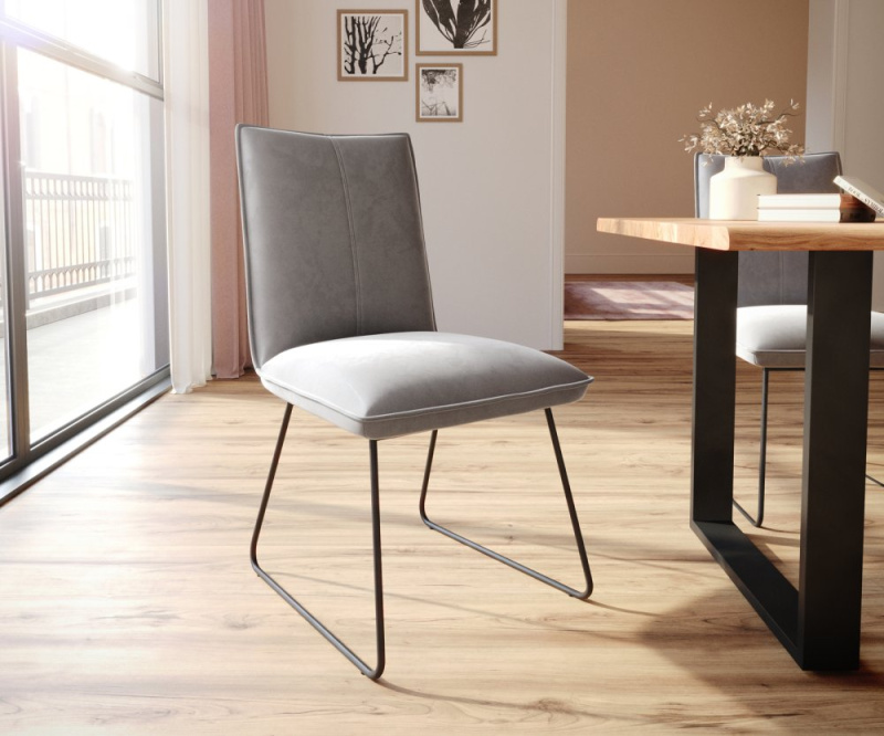 Jídelní židle Lelio-Flex tenká podnož černá samet šedá