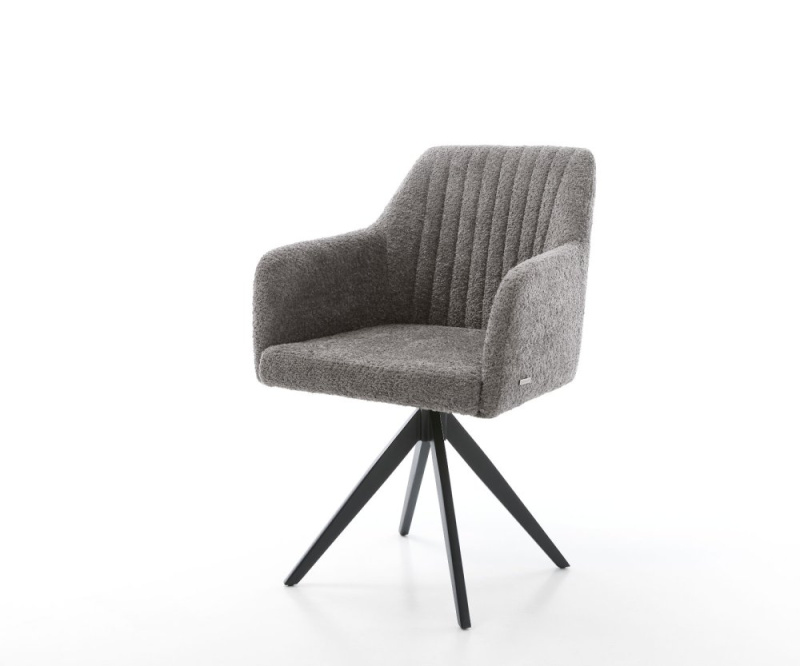 Otočná židle Greg-Flex křížová podnož hranatá černá bouclé šedá 180°