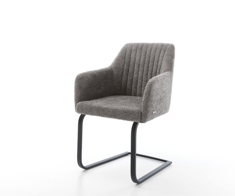 Jídelní židle Greg-Flex konzolová podnož plochá černá bouclé šedá