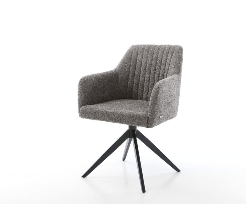 Jídelní židle Greg-Flex bouclé šedá křížová podnož široká černá 360°