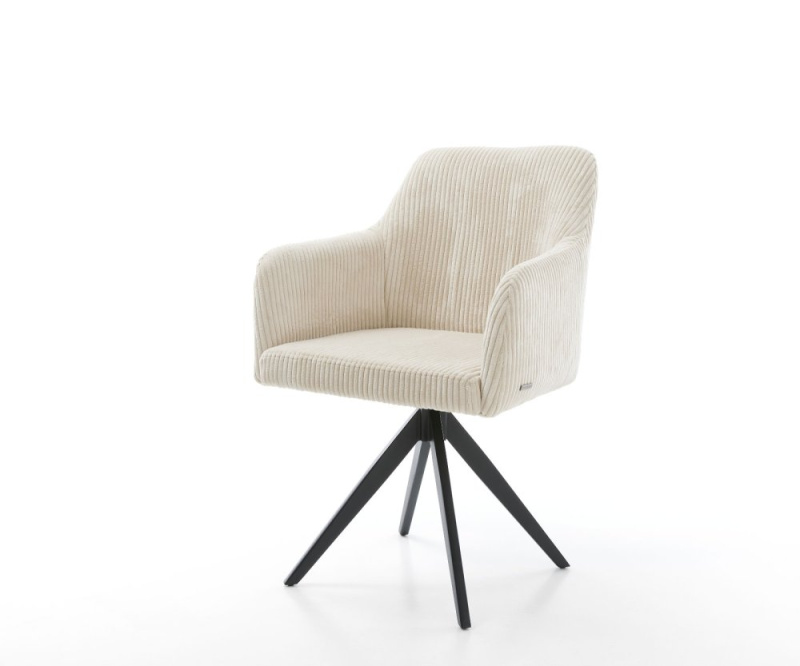 Otočná židle Greg-Flex křížová podnož hranatá černá manšestr béžová