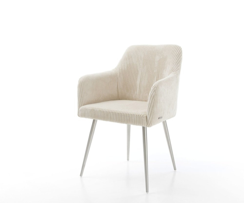 Jídelní židle Greg-Flex manšestr béžová podnož zúžená nerezová ocel