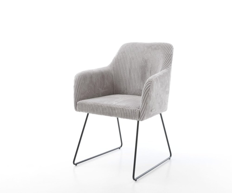 Jídelní židle Greg-Flex manšestr stříbrná šedá tenká podnož černá