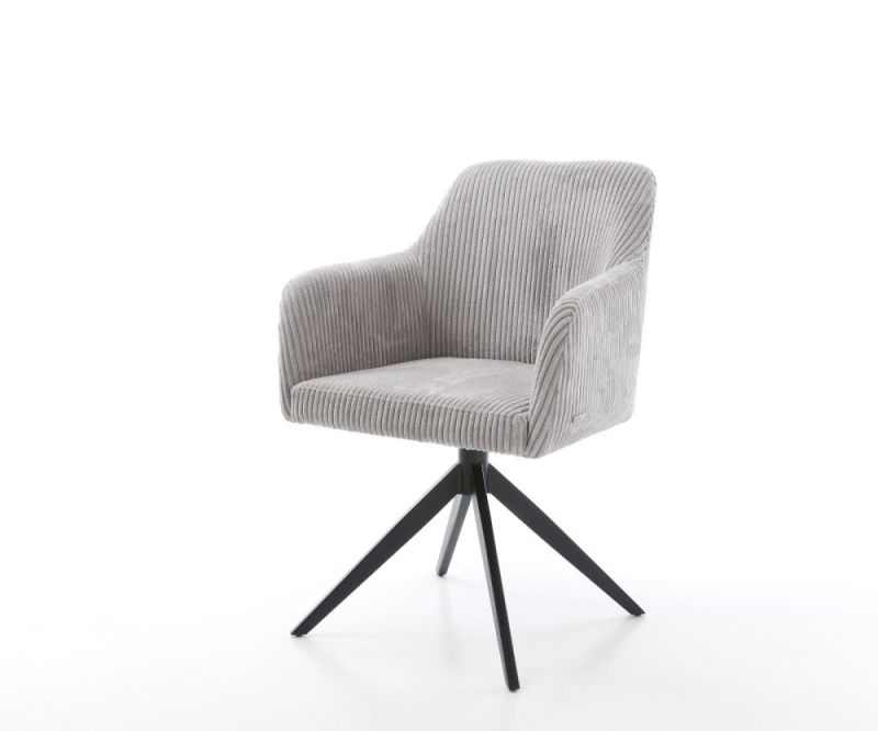 Jídelní židle Greg-Flex plyšový manšestr stříbrně šedá křížová podnož