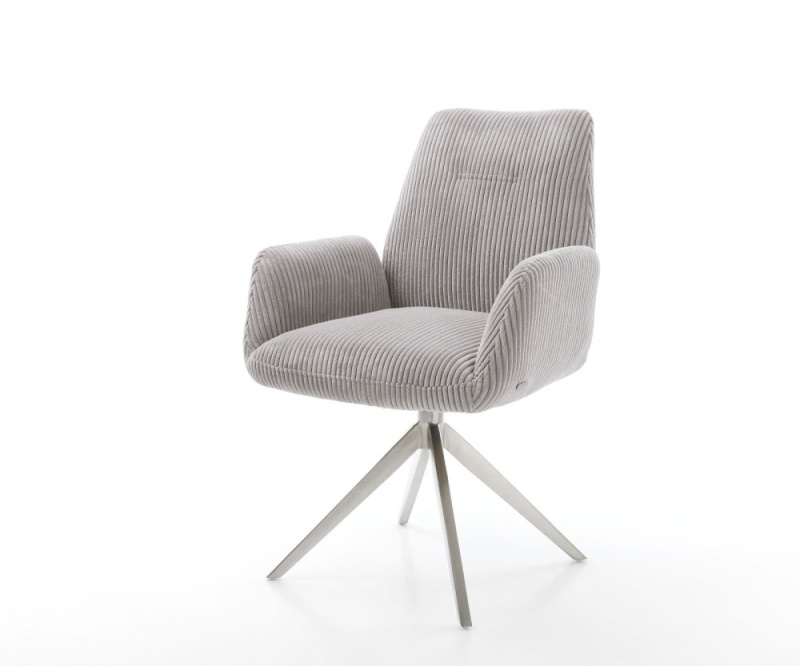 Jídelní židle Zoa-Flex manšestr stříbrně šedá křížová podnož široká