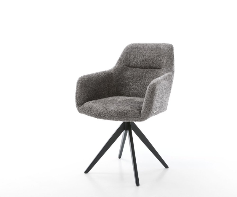 Otočná židle Pejo-Flex křížová podnož hranatá černá bouclé šedá 180°