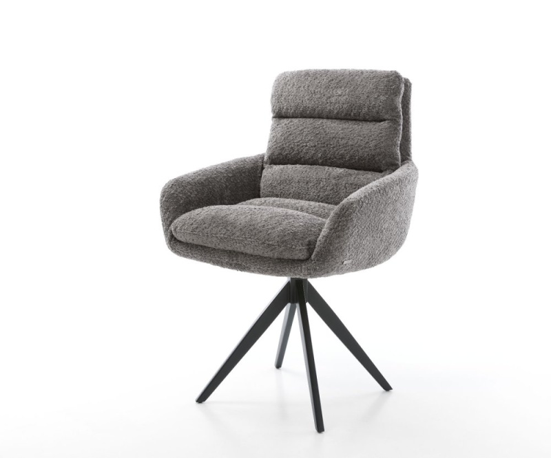 Otočná židle Abelia-Flex křížová podnož hranatá černá bouclé šedá