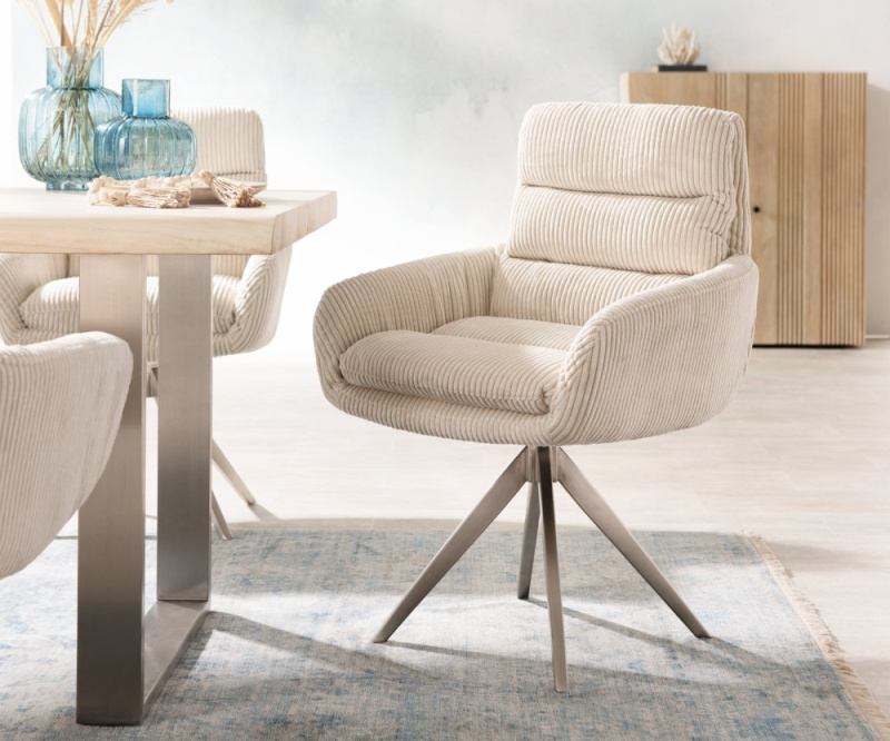 Otočná židle Abelia-Flex křížová podnož hranatá nerezová manšestr