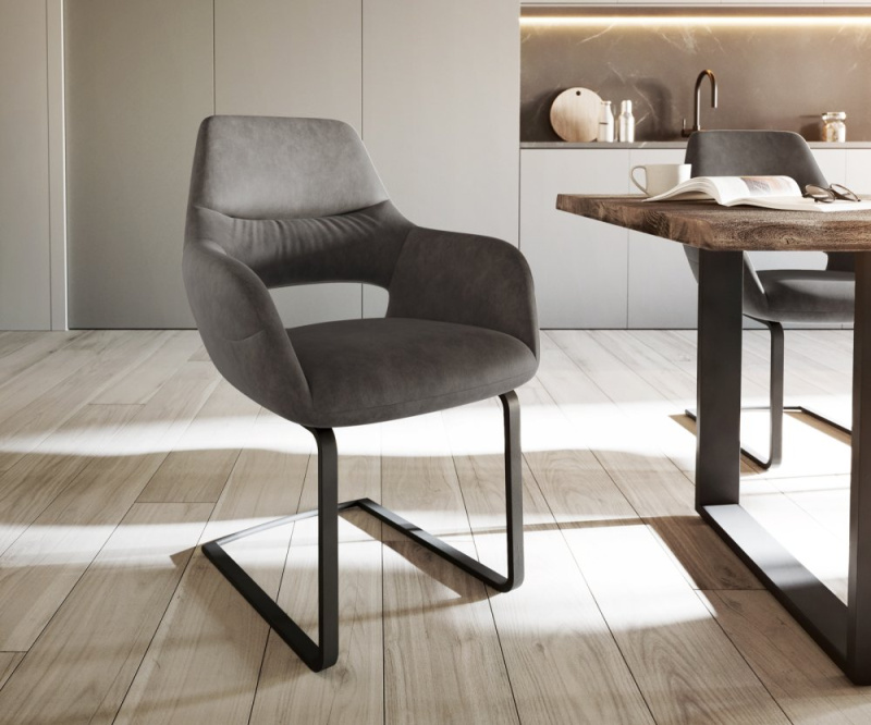 Jídelní židle Yago-Flex s područkami konzolová podnož plochá černá