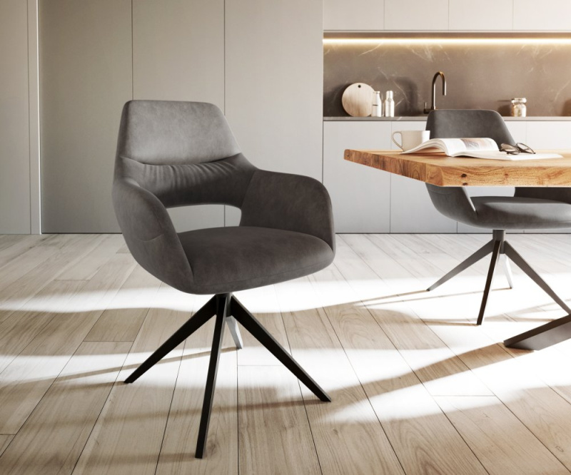 Otočná židle Yago-Flex s područkami křížová podnož široká černá