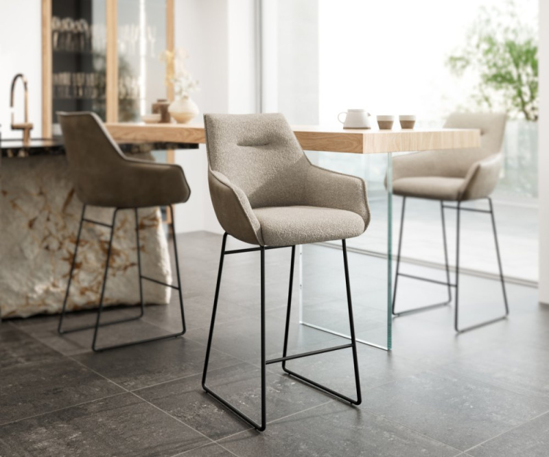 Barová židle Alja-Flex tenká podnož kovová černá smíšené materiály