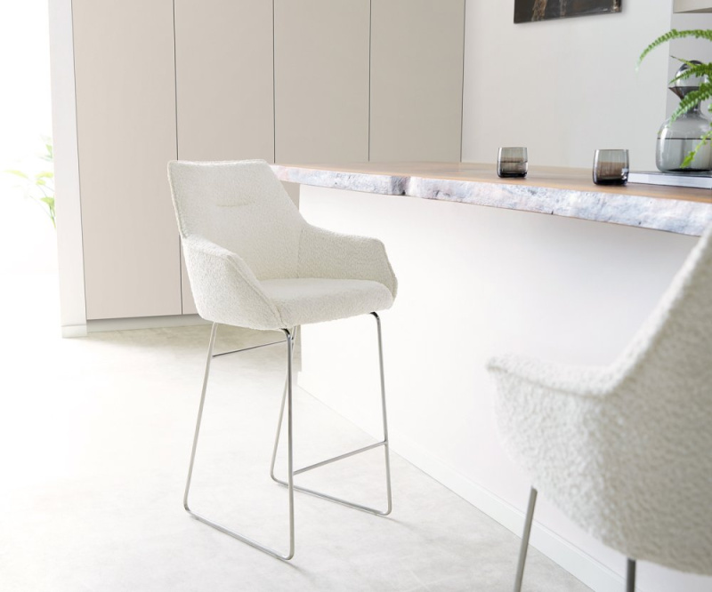 Barová židle Alja-Flex podnož nerezová ocel bouclé taštičkové pružiny