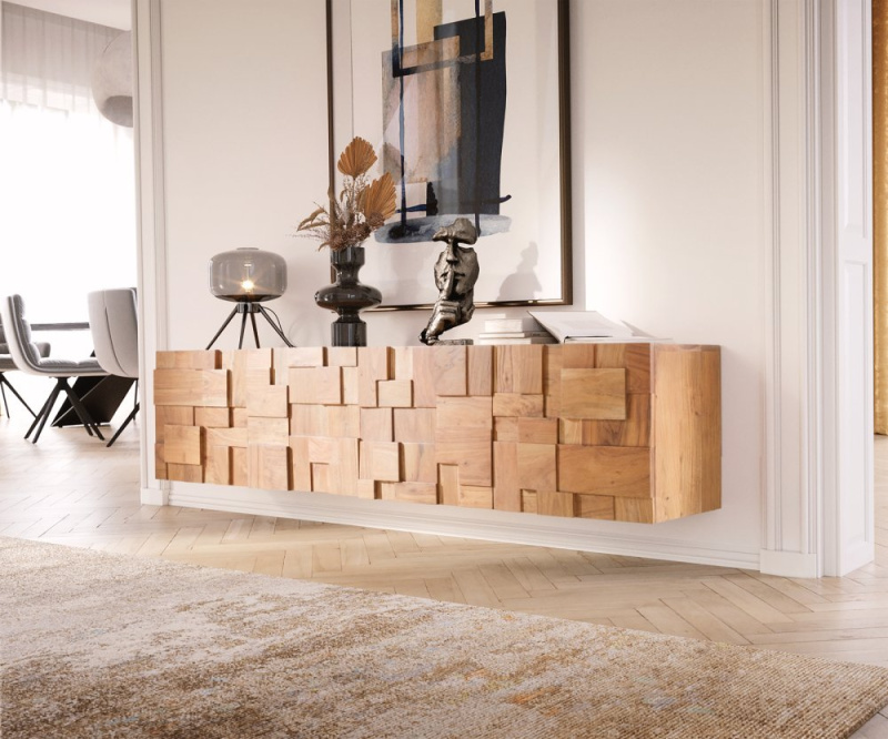 TV stolek Puzzle 175 cm přírodní akácie závěsné