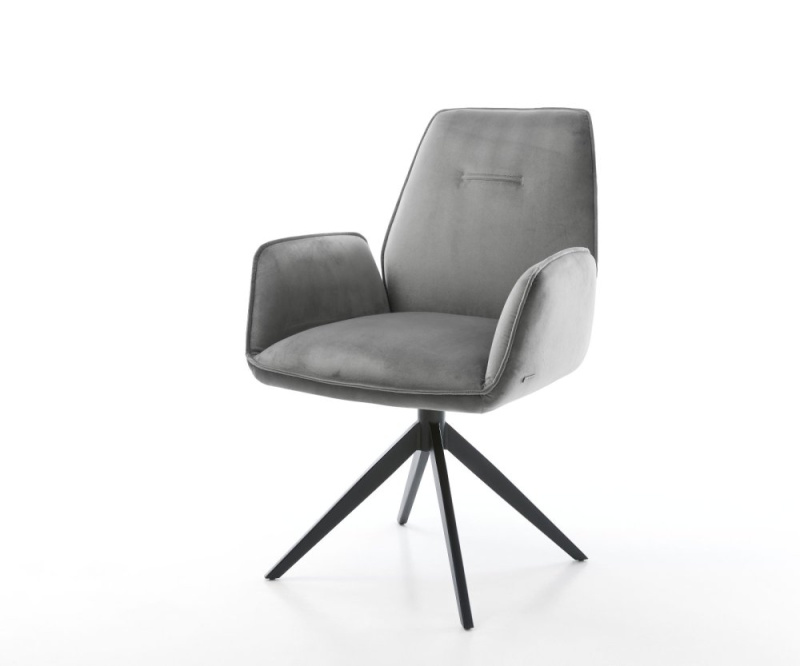 Jídelní židle Zoa-Flex sametově šedá křížová podnož široká černá