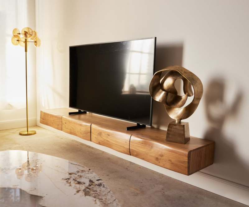 TV stolek Nová 240 cm přírodní akácie 4 dvířka závěsné