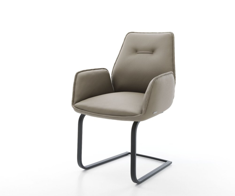 Jídelní židle Zoa-Flex pravá kůže béžová konzolová podnož plochá černá