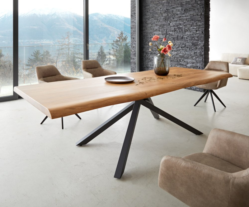 Jídelní stůl Edge 260x100 XL akácie přírodní křížová podnož obdélník