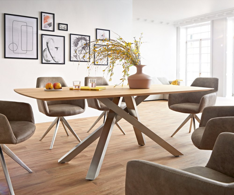 Jídelní stůl Edge Boot 200x100x2,5-3 dub přírodní křížová podnož