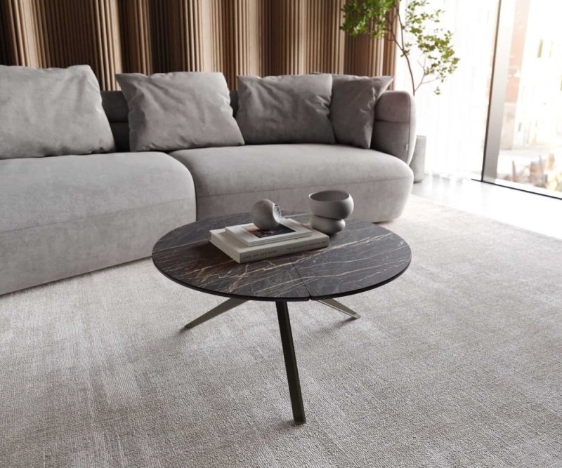 Konferenční stolek Delron 70x70 cm keramika Laminam®Noir Desir křížová