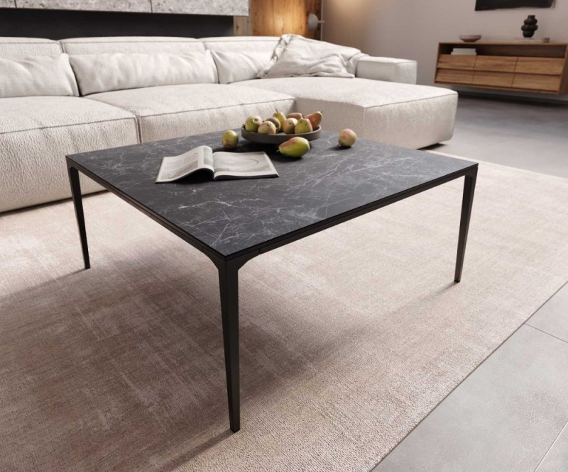 Konferenční stolek Levente 85x85 cm keramika Laminam®Nero Greco