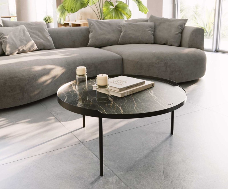 Konferenční stolek Torell 80x80 cm keramika Laminam®Noir Desir hnědá