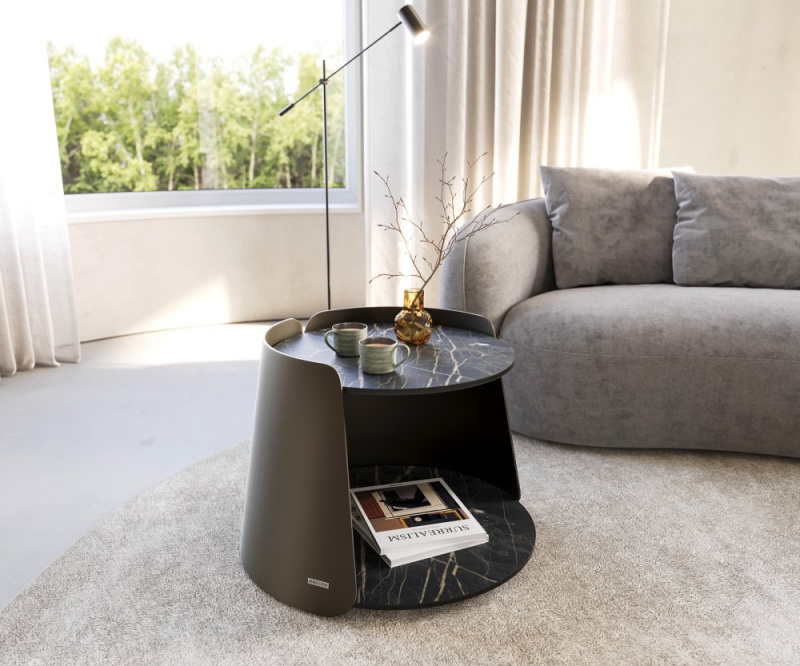 Konferenční stolek Daban 50x50 cm keramika Laminam®Noir Desir hnědá