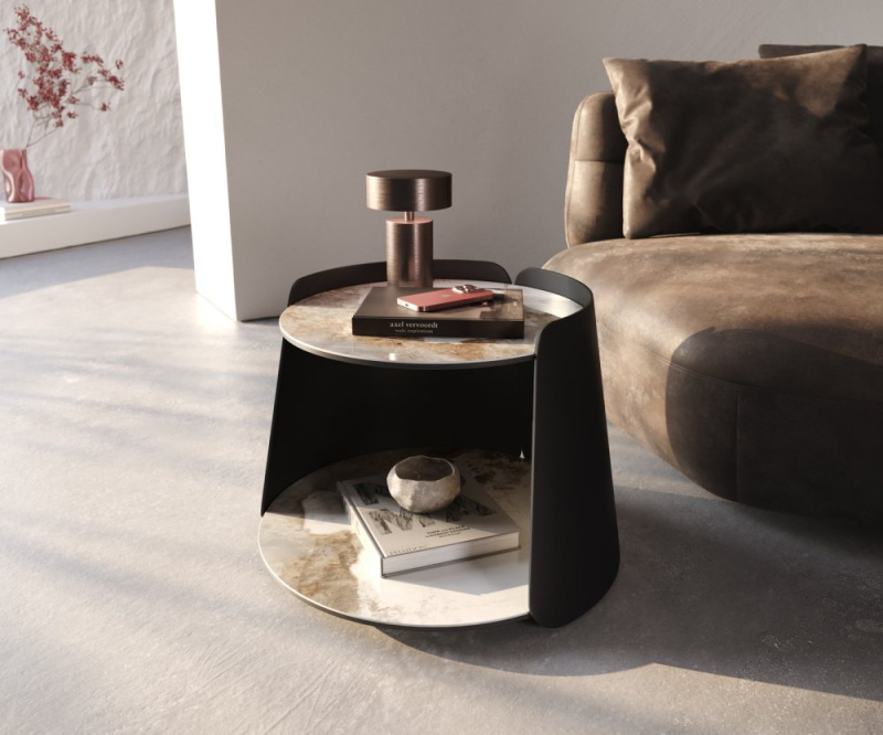 Konferenční stolek Daban 50x50 cm keramika Calaccatta sinfonia bílo